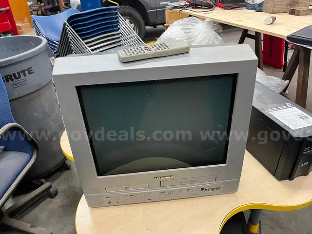 Sylvania TV with DVD and VHS and Table