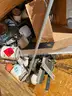 One box of misc paint cans, other items