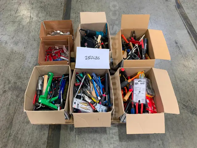 5 Boxes of Tools, 1 Box of Swiss Army Knives, and 1 Box of Butter Knives