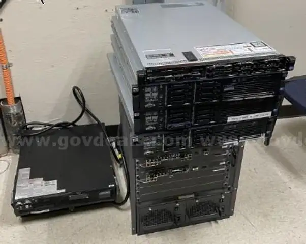 LOT #29 (3) EA HP DL380 SERVERS, (1) EA RACK MOUNT UPS, (1) EA LARGE CHASSIS, (1) EA DELL POWEREDGE SERVER 10GB SWITCH