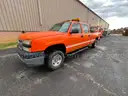 2005 Chevy 2500HD Duramax 4X4 Quad cab pickup truck with tool box.