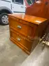 Executive Wooden Desk With Glass Top and Cabinet