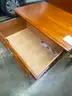 Executive Wooden Desk With Glass Top and Cabinet