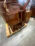 Executive Wooden Desk With Glass Top and Cabinet