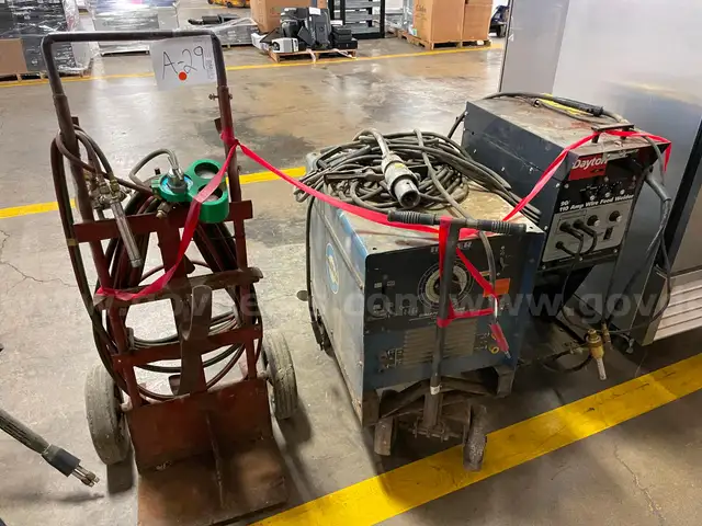 Lot of (2) Welders and a Welding Cart