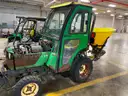 John Deere Tractor with Broom &#x26; Spreader Attachments