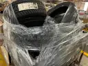 Pallet of (4) Goodyear P235/55/R17 Tires and Metal/Steel Vehicle Partitions