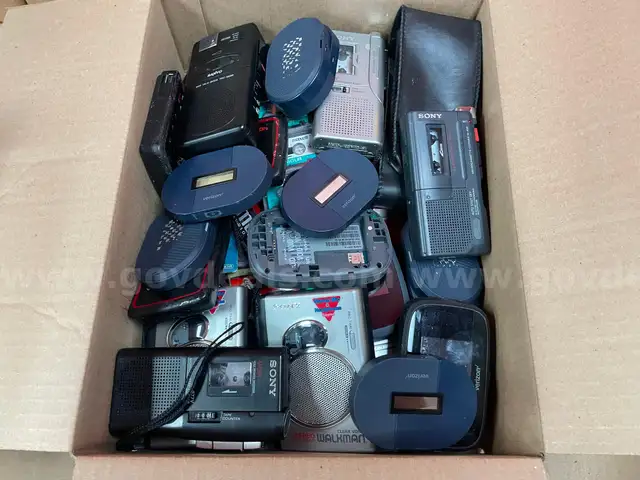 Lot of Mifi Devices, Tape Recorders, Blank Tapes, and Headphones