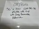 Lot of 36&#x22; x 100&#x2019; Matte WR Vinyl with Fgrey Removable Adhesive