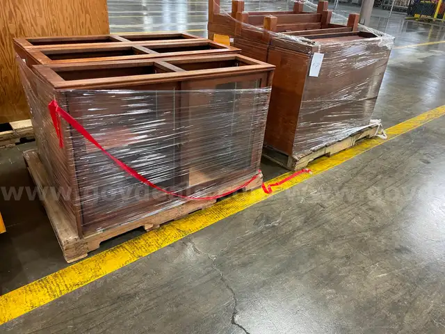 Lot of Wooden Display Cabinets with Glass Doors