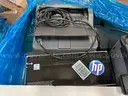 Lot of Used Printers, Box of Ink Cartridges, and Toner