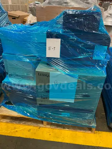 Lot of Used Printers, Box of Ink Cartridges, and Toner