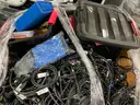 Lot of Used Keyboards, Misc. Computer Cables, Domino Game Set, and Chess Clock