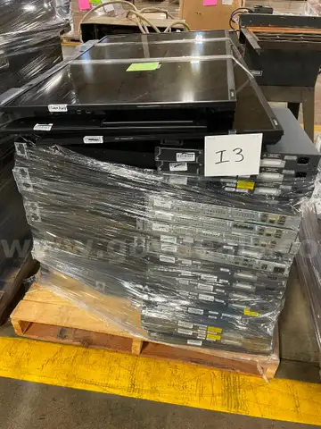 Lot of Network Routers, Large Display Monitors, Air Compressor, and Other Electronics