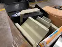Lot of Monitor Stands, Office Supplies, and Coffee Makers