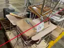 Lot of Metal Framed Classroom Desks with Chairs