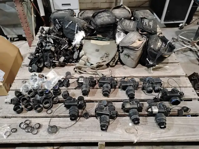 Lot of PVS-7 Night Vision Housings, Parts &#x26; Storage Bags