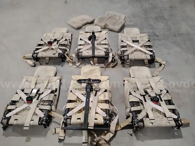 Lot of Six BAE Systems Military Vehicle Troopseats w/ 5-Point Harness