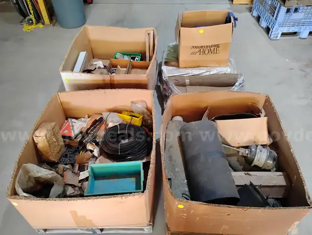 4 Plt Misc Industrial Lot : cables, chain, rubber belts, fans and more.