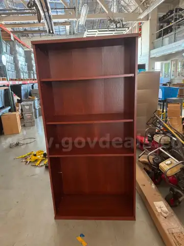 2 wooden shelving units