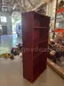 2 wooden shelving units