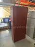 2 wooden shelving units