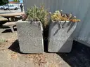 Lot of Concrete Outdoor Patio Furniture and Planters