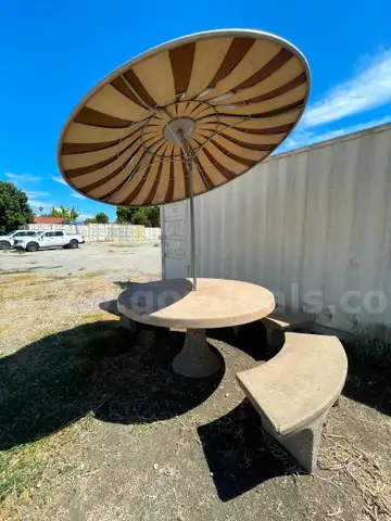 Lot of Concrete Outdoor Patio Furniture and Planters