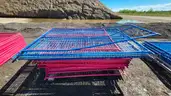 Lot of Eighty-Nine (89) Construction Fence Panels with Forty Four (44) Related Items