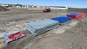 Lot of Eighty-Nine (89) Construction Fence Panels with Forty Four (44) Related Items
