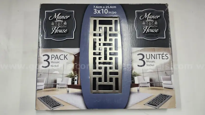 Floor Register Vent Covers (Nickel Finish) 3&#x22; x 10&#x22; (3 pack): Manor House