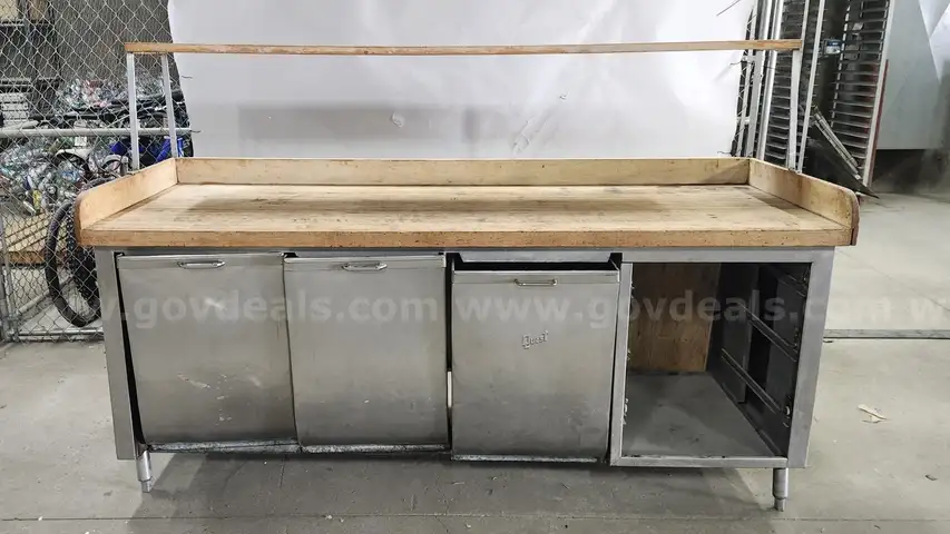 Commercial Stainless Steel Work Table with Butcher Block Top