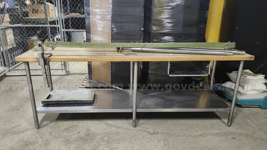 Commercial Stainless Steel Work Table with Butcher Block Top