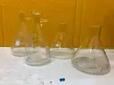 (1) Set of 4 Large Pyrex Laboratory Flasks