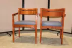 (2) OFS Wooden Armchairs &#x2013; Upholstered Seats