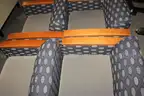 (5) Lounge Armchairs &#x2013; Wood Armrests, Polka Dot Upholstery