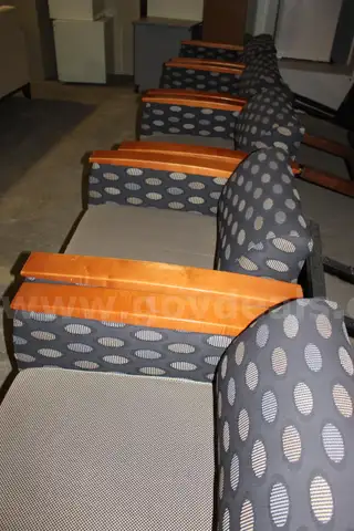 (5) Lounge Armchairs &#x2013; Wood Armrests, Polka Dot Upholstery