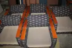 (5) Lounge Armchairs &#x2013; Wood Armrests, Polka Dot Upholstery