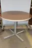 (1) Round Meeting Table &#x2013; Woodgrain Top, Metal Base