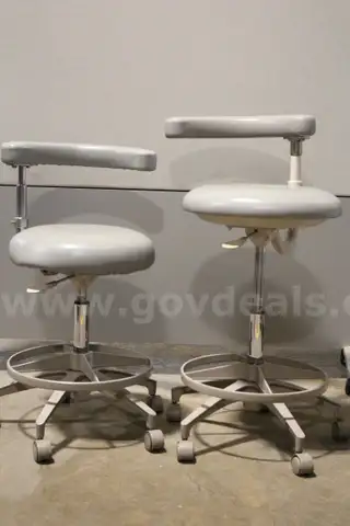 (2) A-dec Lab Stools &#x2013; Adjustable Height, Rolling Base