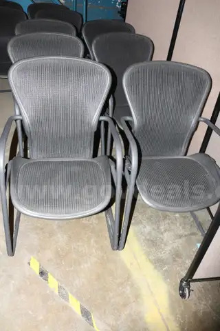 (6) Herman Miller Caper Chairs &#x2013; Black Mesh Back, Sled Base