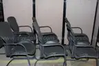 (6) Herman Miller Caper Chairs &#x2013; Black Mesh Back, Sled Base