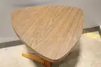 (1) Wood Accent Table &#x2013; Triangular Top, Mid-Century Style