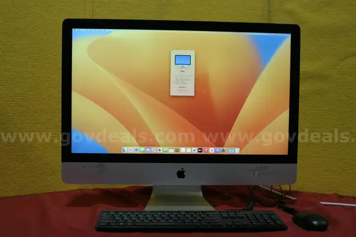 (1) Apple iMac 27&#x22; - Intel Core i5, 3.5GHz, 2TB HDD, OS Ventura (1) Dell Keyboard (1) Dell Mouse
