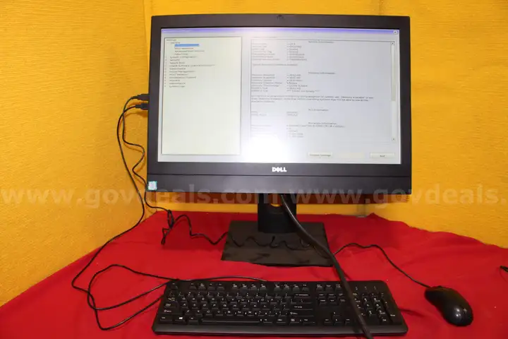 (1) Dell OptiPlex 7440 AIO Series - Intel i5, 8GB RAM, 250 GB SSD, OS: OptiPlex, (1) Keyboard, (1) Mouse, (1) Power cord