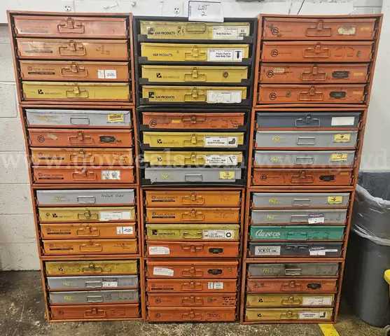 Used small parts storage trays w/parts