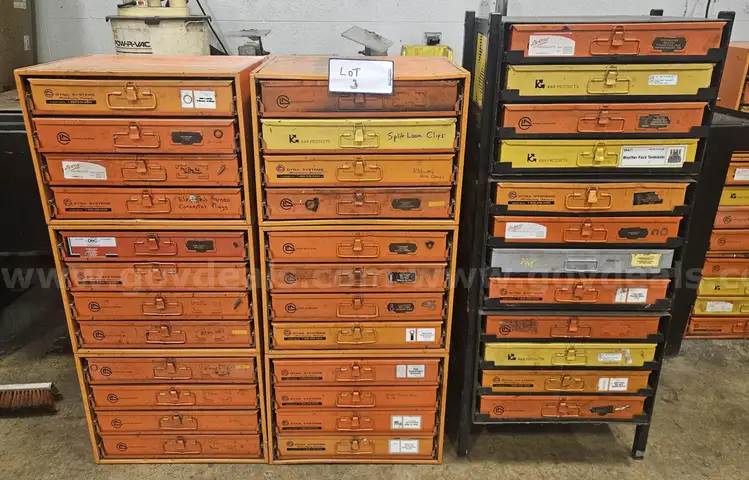 Used small parts storage trays w/parts