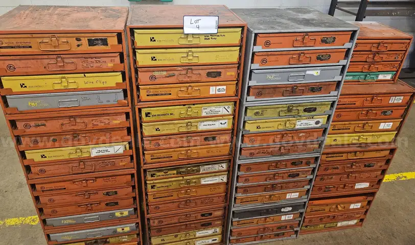 Used small parts storage trays w/parts