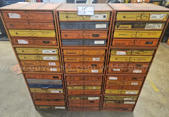 Used small parts storage trays w/parts