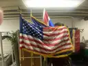 Flags with poles and base (3) - Lot 201